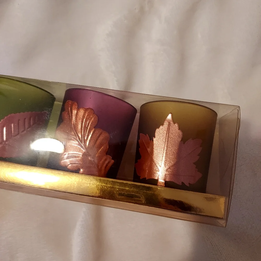 Fall Themed Votive Candle Holders 3 in pack Autumn Thanksgiving Decor